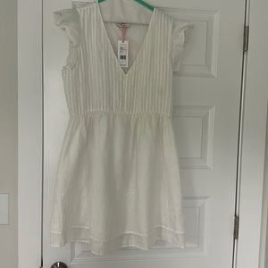 Vineyard Vines white linen pin tuck dress in size L.